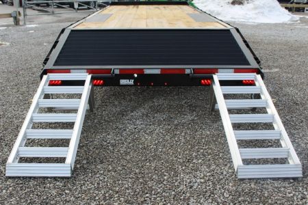 New 2027 Moritz 8' 6" x 20' + 4' Deckover Flatbed w/ Beavertail - Aluminum Ramps - 16,000# GVW