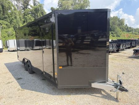 New Stealth Aluminum Enclosed 8.5x20 XLT Pro Series 7K- Black W/ Black Trim, Escape Door and Rear Wing