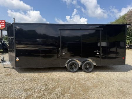 New Stealth Aluminum Enclosed 8.5x20 XLT Pro Series 7K- Black W/ Black Trim, Escape Door and Rear Wing