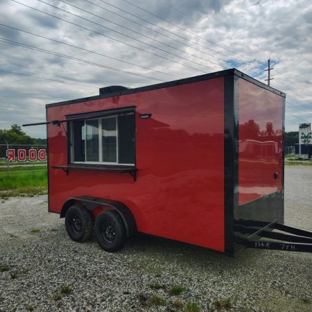 New 2026 Steel Pines Cargo 7x14 TA , 7' interior height, 3.5k axles, .080 polycore Concession