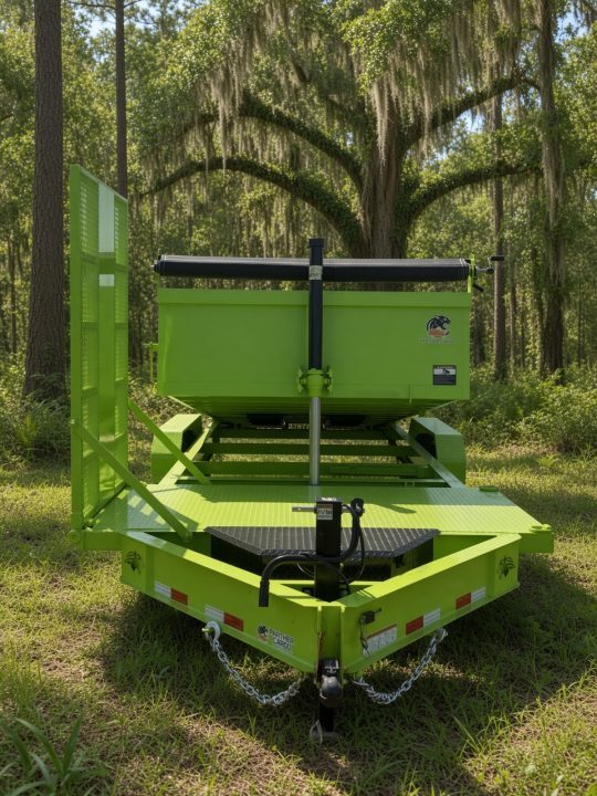 New 2026 Panther Cargo 7 x 16 + 4 FT Deck Tandem Axle Hybrid Telescoping Dump-Deck Trailer – 16K GVWR | Electric Green I Barn Doors on Rear Dump Trailer