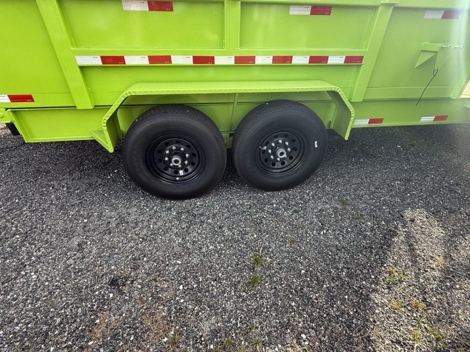 New 2026 Panther Cargo 7 x 16 + 4 FT Deck Tandem Axle Hybrid Telescoping Dump-Deck Trailer – 16K GVWR | Electric Green I Barn Doors on Rear Dump Trailer