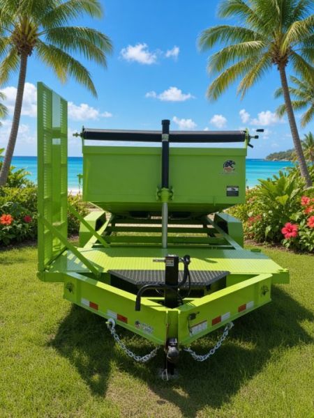 New 2026 Panther Cargo 7 x 16 + 4 FT Deck Tandem Axle Hybrid Telescoping Dump-Deck Trailer – 16K GVWR | Electric Green I Barn Doors on Rear Dump Trailer