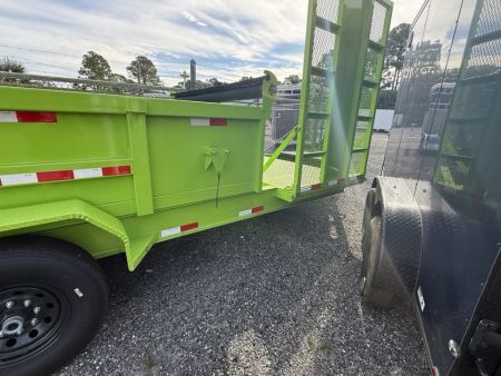New 2026 Panther Cargo 7 x 16 + 4 FT Deck Tandem Axle Hybrid Telescoping Dump-Deck Trailer – 16K GVWR | Electric Green I Barn Doors on Rear Dump Trailer