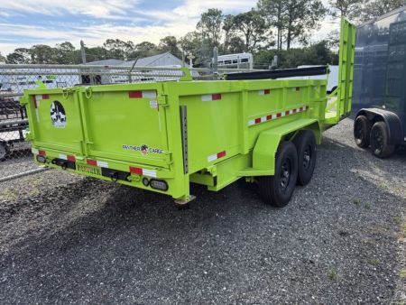 New 2026 Panther Cargo 7 x 16 + 4 FT Deck Tandem Axle Hybrid Telescoping Dump-Deck Trailer – 16K GVWR | Electric Green I Barn Doors on Rear Dump Trailer