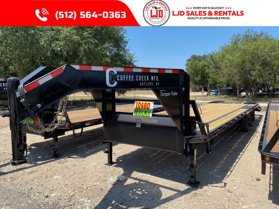 New 2027 Coffee Creek - 30' Gooseneck Flatbed Deckover Trailer