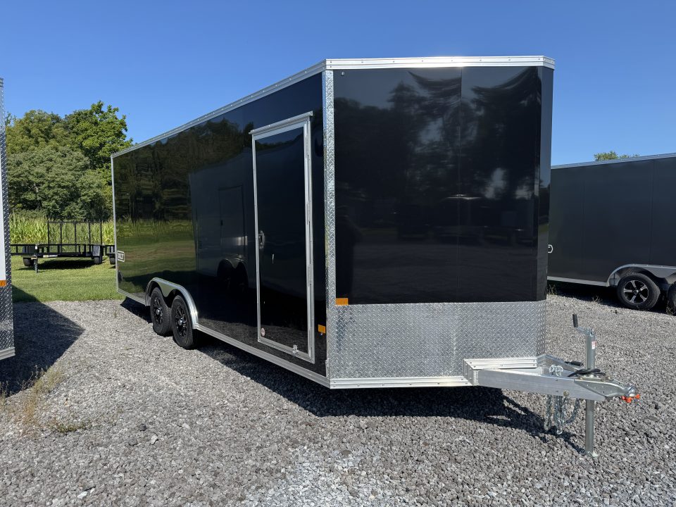 New 2027 E-Z Hauler EZEC8.5X20CH XLT PRO Car Hauler 71 SERIES, 7 FOOT 1 INCH INTERIOR HEIGHT, .080 POLY SIDES, 4 FOOT SIDE ESCAPE DOOR, FREE ALUMINUM WHEEL UPGRADE