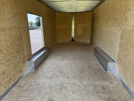 New 2027 E-Z Hauler EZEC8.5X20CH XLT PRO Car Hauler 71 SERIES, 7 FOOT 1 INCH INTERIOR HEIGHT, .080 POLY SIDES, 4 FOOT SIDE ESCAPE DOOR, FREE ALUMINUM WHEEL UPGRADE