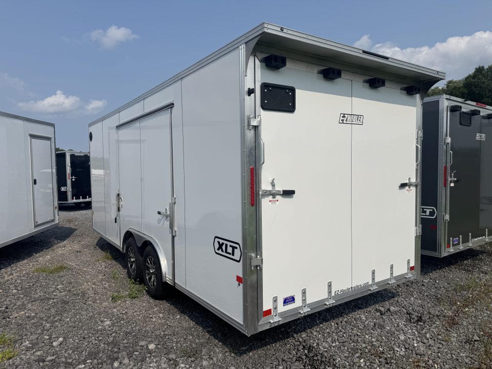 New 2027 E-Z Hauler EZEC8.5X24CH XLT PRO Car Hauler, 6 FOOT 10 INCH INTERIOR HEIGHT, TORSION AXLES, WHITE VINYL WALLS, TPO COIN FLOOR, ELITE ESCAPE DOOR, REAR DOOR CANOPY, FREE ALUMINUM WHEEL UPGRADE