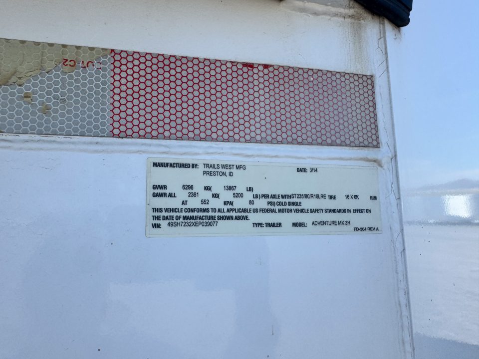 Used 2014 Trails West 3H ADVENTURE MX Horse Trailer