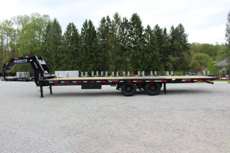 New 2027 Moritz FDGH Hydraulic Tail 30' GOOSENECK Deckover Flatbed Trailer- 25900# GVW