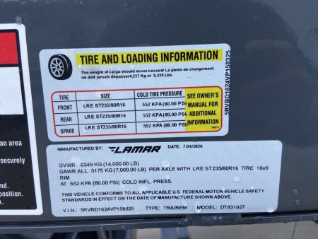 New Lamar Dump Trailer 83" X 16' 14K