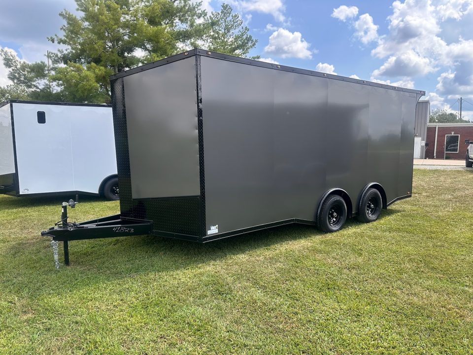 New 2027 8.5x18 Car Hauler- 5200LB Torsion Axle- Charcoal poly-Blackout- Enclosed Trailer