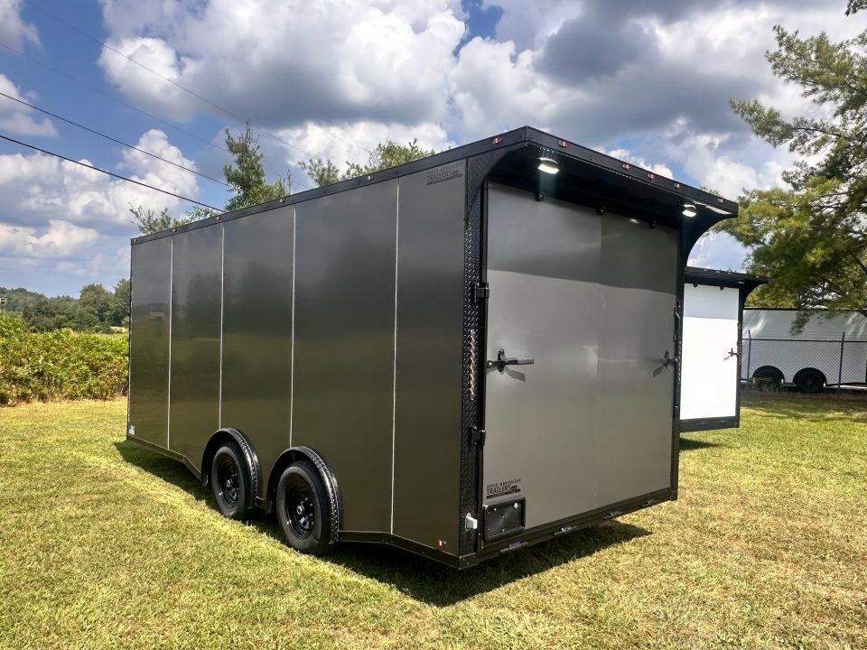 New 2027 8.5x18 Car Hauler- 5200LB Torsion Axle- Charcoal poly-Blackout- Enclosed Trailer