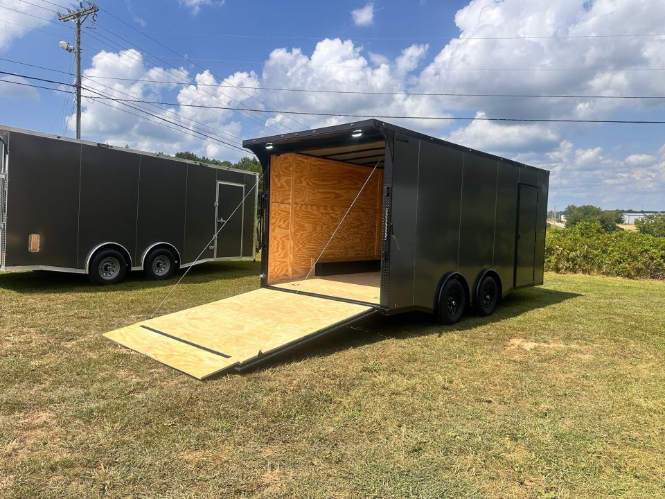 New 2027 8.5x18 Car Hauler- 5200LB Torsion Axle- Charcoal poly-Blackout- Enclosed Trailer