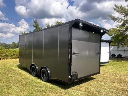 New 2027 8.5x18 Car Hauler- 5200LB Torsion Axle- Charcoal poly-Blackout- Enclosed Trailer