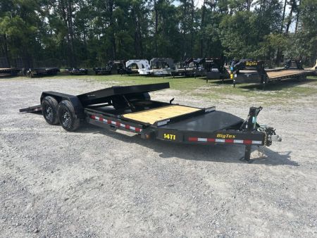 New 2027 Big Tex 14TI Tilt Trailer 7x20 (16ft Deck+4ft Stationary ) 7K Axles, I-Beam Frame, Fork Holders