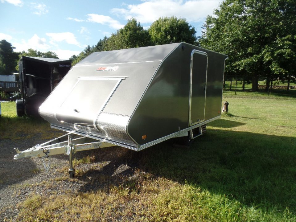 New 2027 ALCOM 2 Place Enclosed Snowmobile Trailer, Aluminum Frame, Galvanized Axle, Ramp, ID #008332 $7,495 Snowmobile Trailer