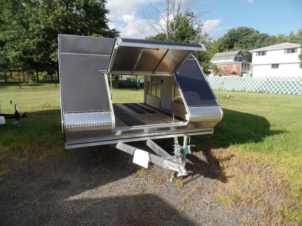 New 2027 ALCOM 2 Place Enclosed Snowmobile Trailer, Aluminum Frame, Galvanized Axle, Ramp, ID #008332 $7,495 Snowmobile Trailer