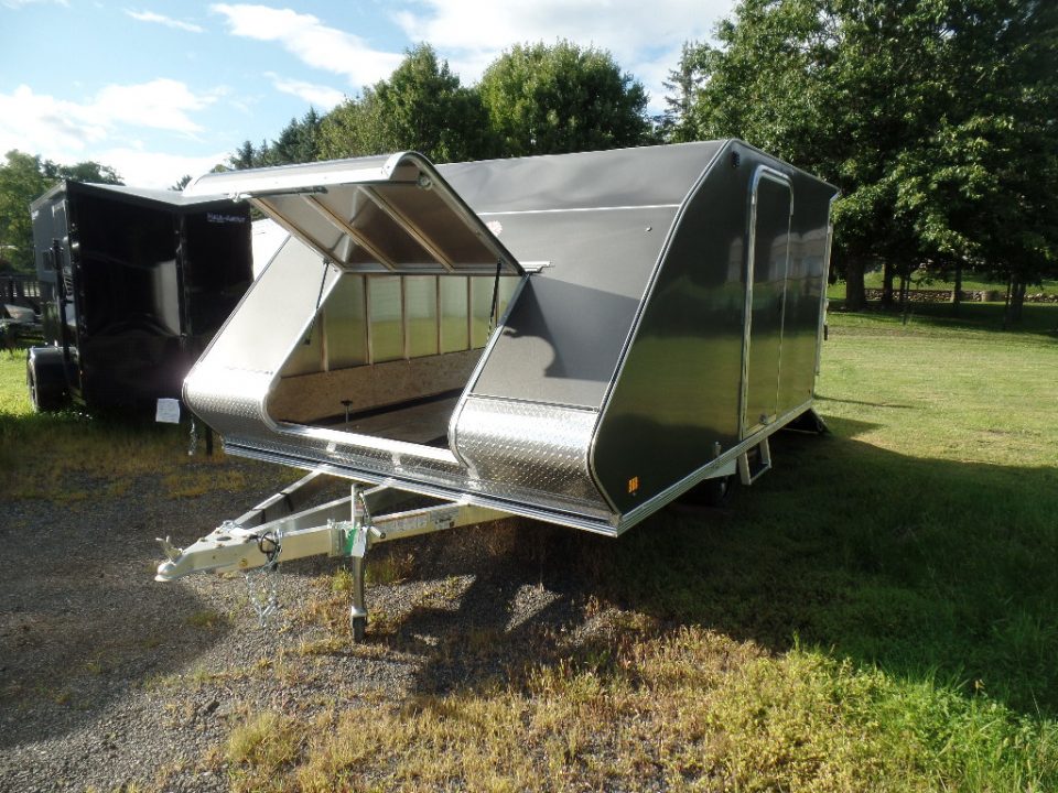 New 2027 ALCOM 2 Place Enclosed Snowmobile Trailer, Aluminum Frame, Galvanized Axle, Ramp, ID #008332 $7,495 Snowmobile Trailer