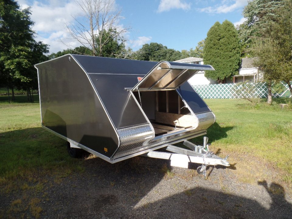 New 2027 ALCOM 2 Place Enclosed Snowmobile Trailer, Aluminum Frame, Galvanized Axle, Ramp, ID #008332 $7,495 Snowmobile Trailer