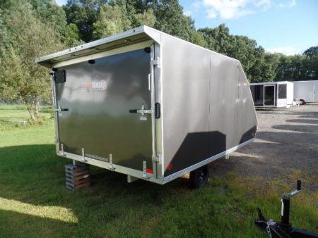 New 2027 ALCOM 2 Place Enclosed Snowmobile Trailer, Aluminum Frame, Galvanized Axle, Ramp, ID #008332 $7,495 Snowmobile Trailer