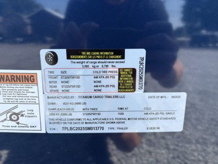 New 2025 Titanium Trailers 8.5x20 stock # 013770 🚨on sale!🚨
