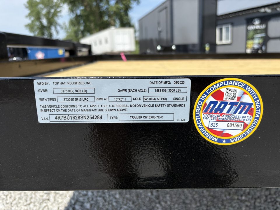 New 2025 Top Hat 7x16 car hauler stock# 254284