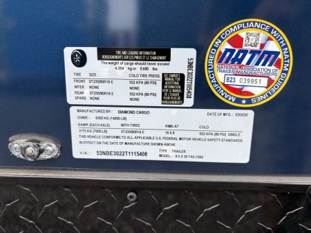 New 2026 Diamond Cargo 8.5x30 stock# 115408