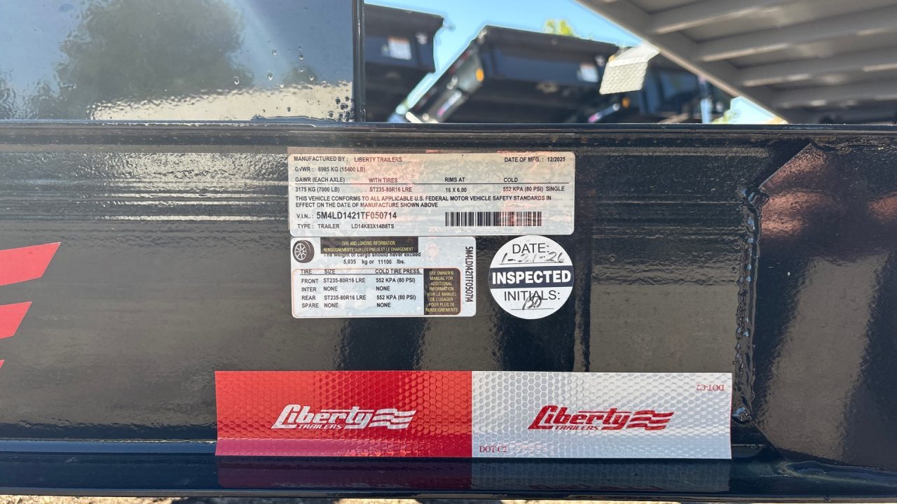 New 2026 Liberty Trailers 83x14 LD 14K