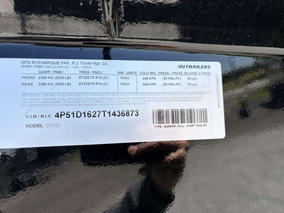 New 2026 PJ Trailers 72x12 D3 Stock # 436873
