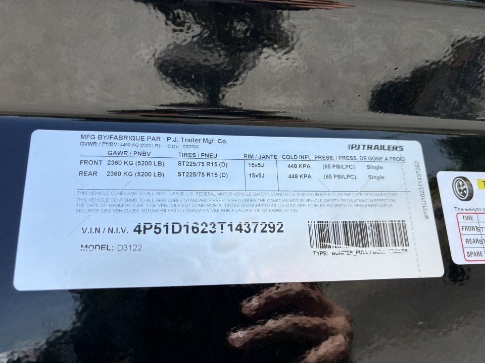 New 2026 PJ Trailers 72x12 D3