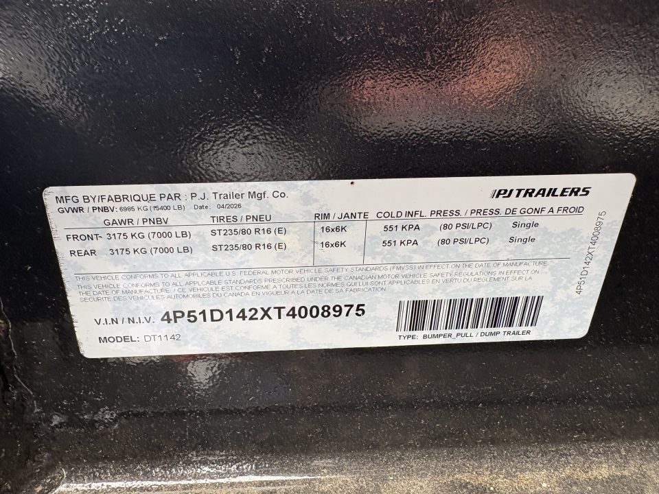 New 2026 PJ Trailers 83x14 DT1