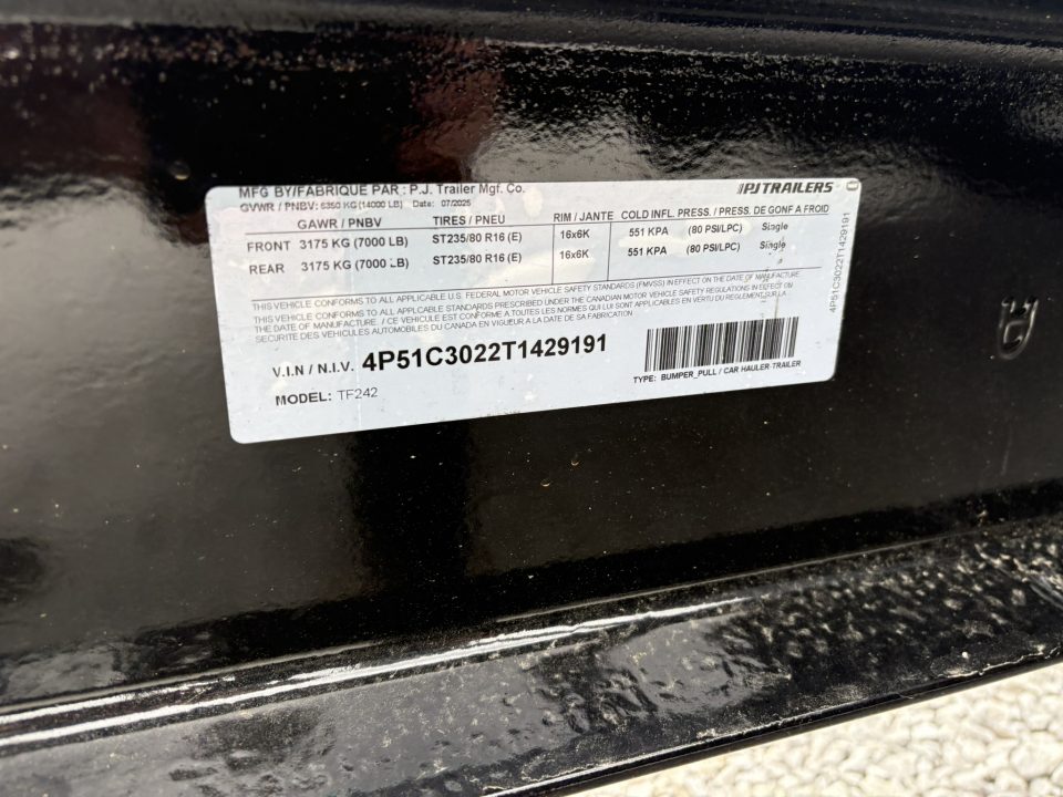 New 2026 PJ Trailers TF83x24 stock# 429191