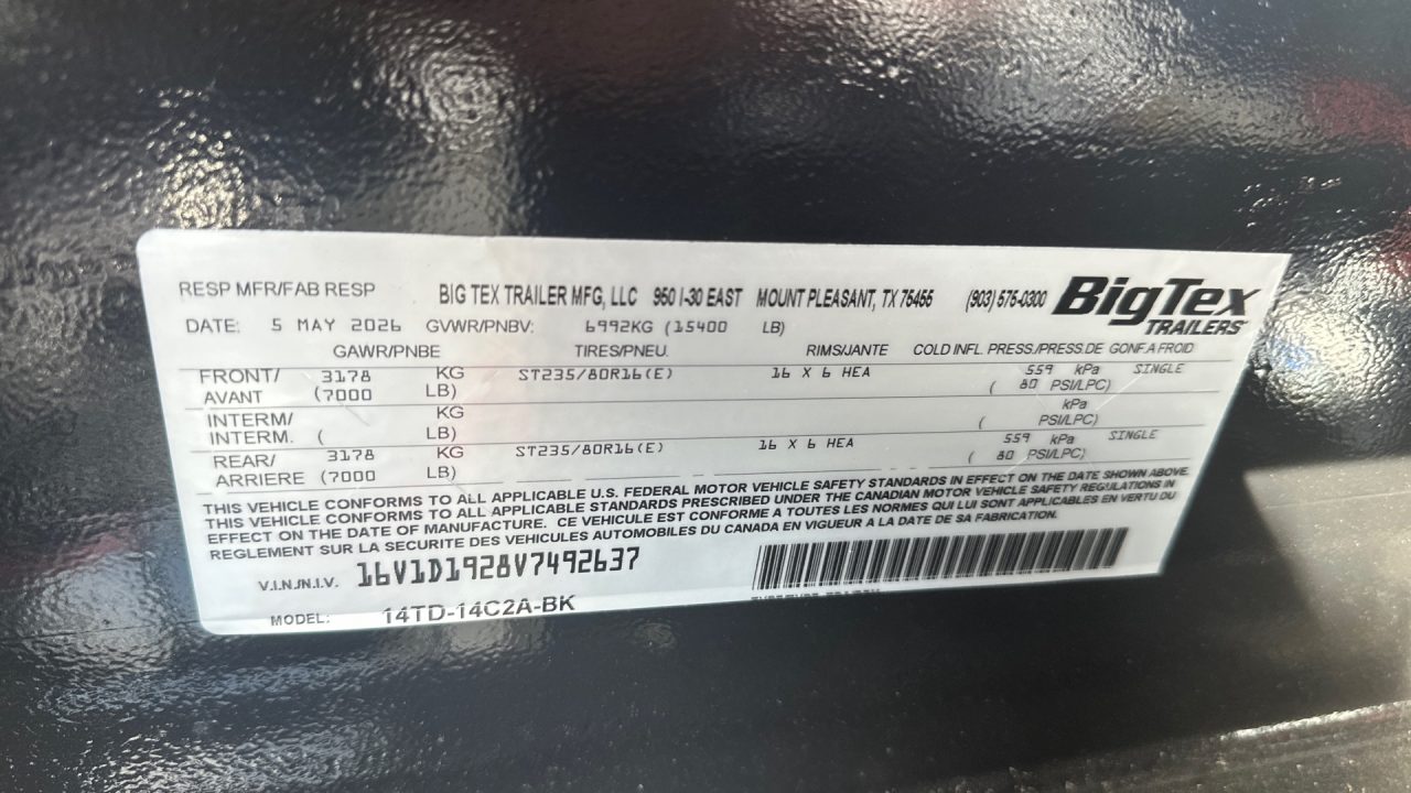 New 2027 Big Tex Trailers 7x14 14TD stock# 492637