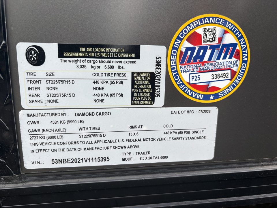 New 2027 Diamond Cargo 8.5x20