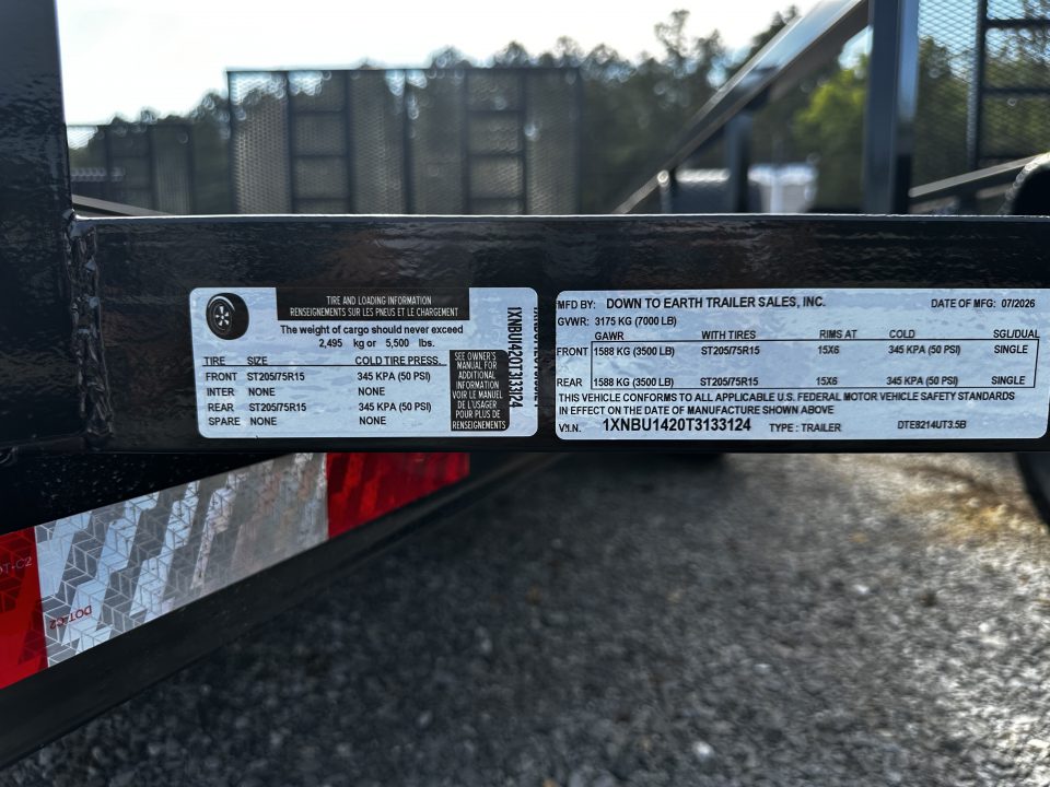 New 2026 Down 2 Earth Trailers DTE8214UT3.5B Utility Trailer