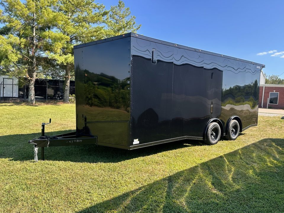 New 2027 8.5x20 Car Hauler 5200 lb torsions Black poly-Blackout- Enclosed Car Hauler
