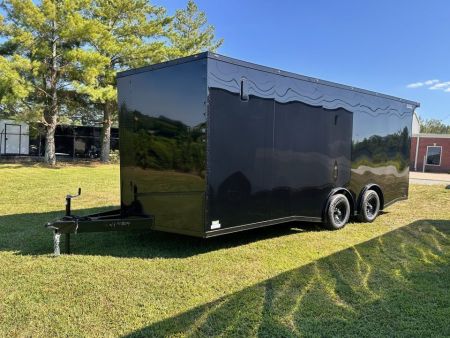 New 2027 8.5x20 Car Hauler 5200 lb torsions Black poly-Blackout- Enclosed Car Hauler