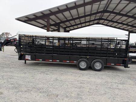 New 2026 Neckover 2026 NECKOVER 6'8X24X6'6"/RUBBER CLEATED FLOOR/2- INSIDE CUT GATES/COMBO REAR GATE/ESCAPE DOOR/BAR TOP W/TARP Stock / Stock Combo Trailer
