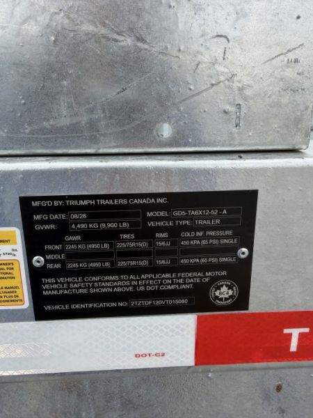 New 2027 Triumph Trailers GD5-TA6X12-52 Dump Trailer
