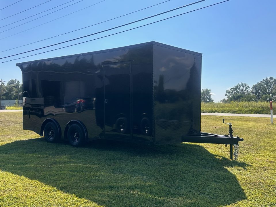 New 2027 8.5x18 Car Hauler- 5200LB Torsion Axle- Black poly-Blackout- Enclosed Trailer