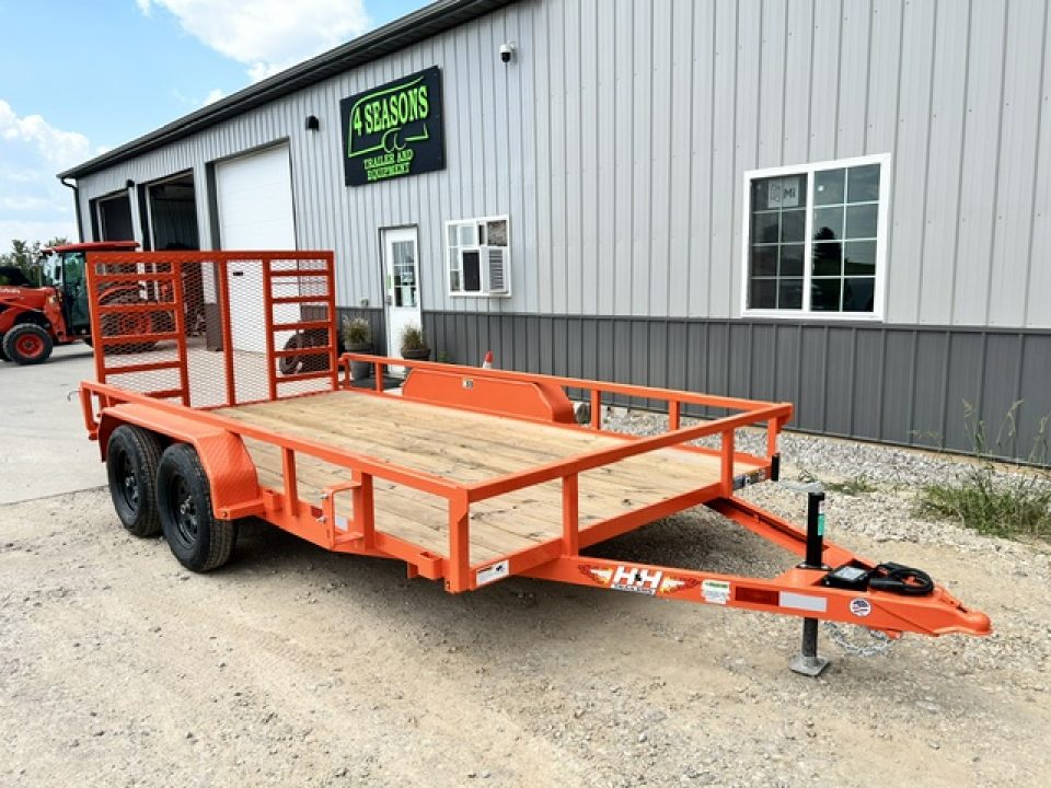 New 2027 H&H Trailers 82"X14' Rail Side LADDER STYLE GATE 7k gvwr Utility Trailer
