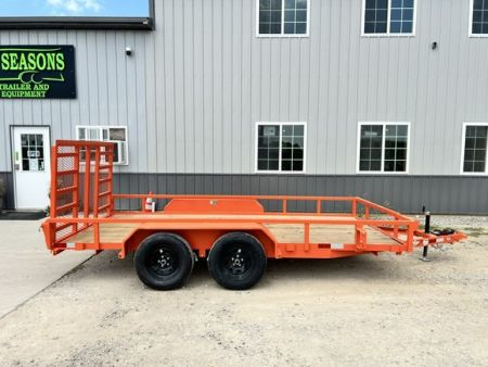 New 2027 H&H Trailers 82"X14' Rail Side LADDER STYLE GATE 7k gvwr Utility Trailer