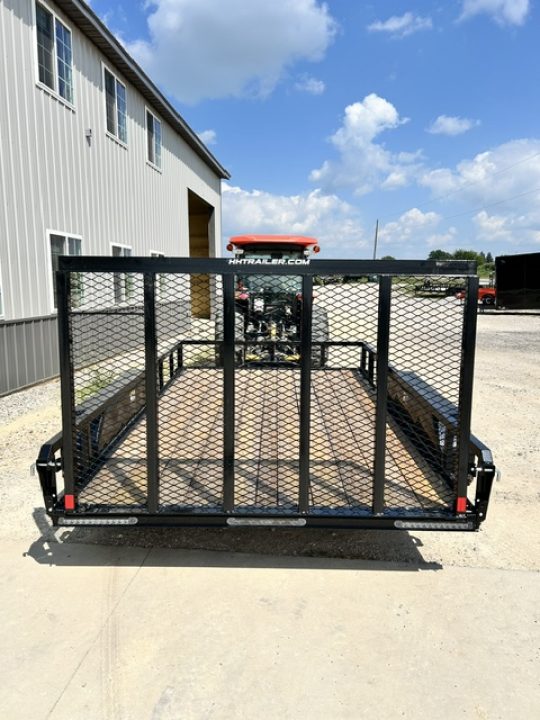 New 2027 H&H Trailers 82"X12' Rail Side 4' GATE TANDEM AXLE 7k gvwr Utility Trailer