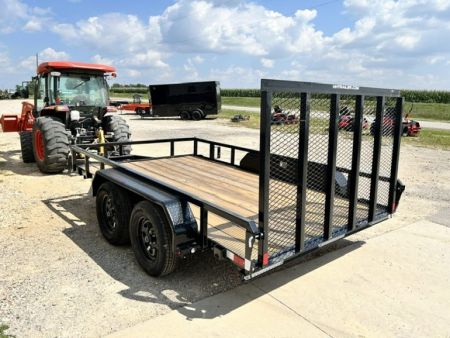 New 2027 H&H Trailers 82"X12' Rail Side 4' GATE TANDEM AXLE 7k gvwr Utility Trailer