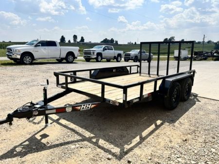 New 2027 H&H Trailers 82"X12' Rail Side 4' GATE TANDEM AXLE 7k gvwr Utility Trailer