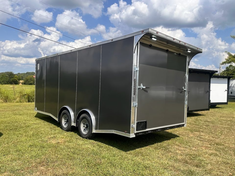 New 2027 8.5x20 Car Hauler 7000lb torsions- Flat Front-ATP Floor & Interior Lighting - Charcoal poly-Blackout- Enclosed Car Hauler