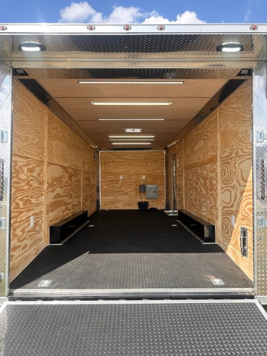 New 2027 8.5x20 Car Hauler 7000lb torsions- Flat Front-ATP Floor & Interior Lighting - Charcoal poly-Blackout- Enclosed Car Hauler