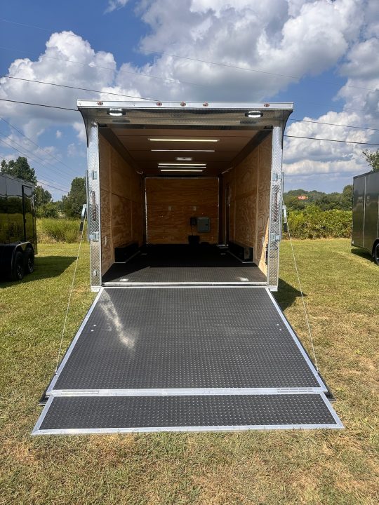 New 2027 8.5x20 Car Hauler 7000lb torsions- Flat Front-ATP Floor & Interior Lighting - Charcoal poly-Blackout- Enclosed Car Hauler